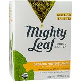 Mighty Leaf Whole Leaf Tea, Organic Mint Melange, 15 Tea Bags Individual Pyramid-Style Tea Sachets of Uncaffeinated Organic Mint Tea, Delicious Hot or Iced, Sweetened or Plain