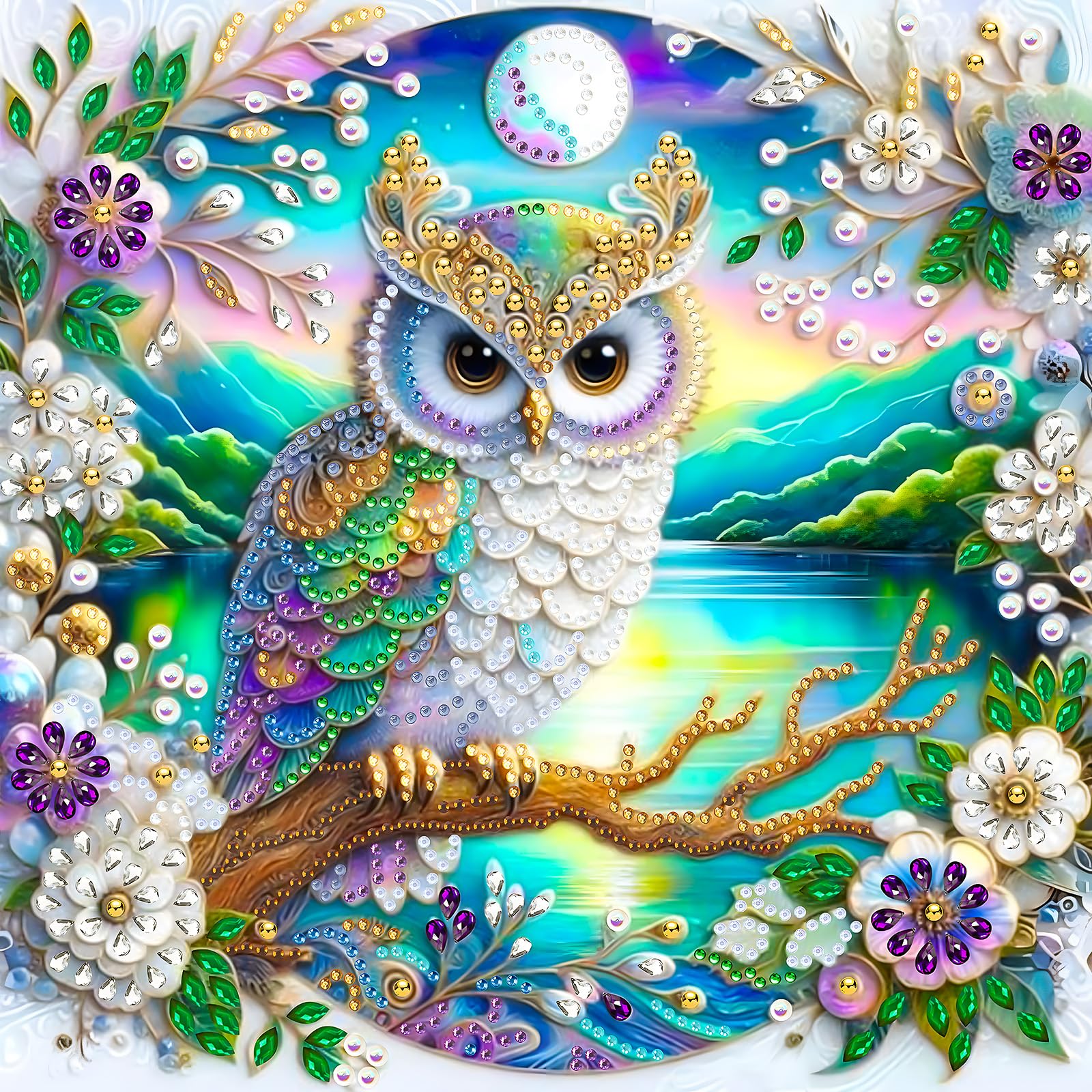 MXJSUA Owl 5D Special Shape Diamond Painting Kits for Adults and Beginners, Crystal Rhinestone Special Shaped Diamond Art Painting Kits for Home Wall Decor Gift 30x30cm