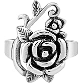 AeraVida Vintage and Sweet Rose Flower Valentines .925 Sterling Silver Love Ring | Sterling Silver Rose Flower Ring | Sterling Silver Love Ring | Love Ring for Women | Silver Rose Flower Ring | Jewelry Rings for Women