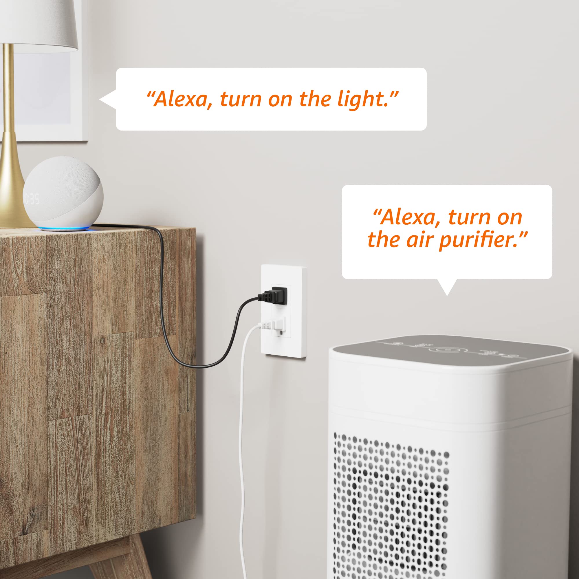 Amazon Basics Smart In-Wall Outlet, Works with Alexa Only, 15 Amps, 2.4 GHz Wi-Fi, No Hub Required, White - View 3