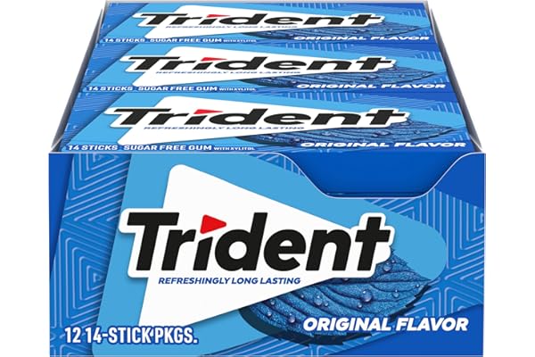 Trident Original Flavor Sugar Free Gum, 12 Packs of 14 Pieces (168 Total Pieces)