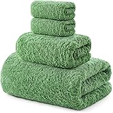 REDKISS Ultra-Plush Bath Towel Set, 900GSM Premium Thick Cotton for Bathroom & Spa, Super Absorbent Quick-Dry Bath Sheets with No Shedding (4-Piece Set for Adults, Luxury Hotel & Home Use)-Grass Green