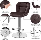 Yaheetech Bar Stools Set of 2 PU Leather Swivel Height Adjustable Brown view 5