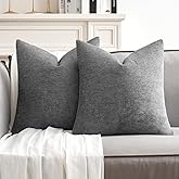 MIULEE Pack of 2 Dark Gray Decorative Pillow Covers 18x18 Inch Soft Chenille Couch Throw Pillows Farmhouse Cushion Covers for Home Decor Sofa Bedroom Living Room