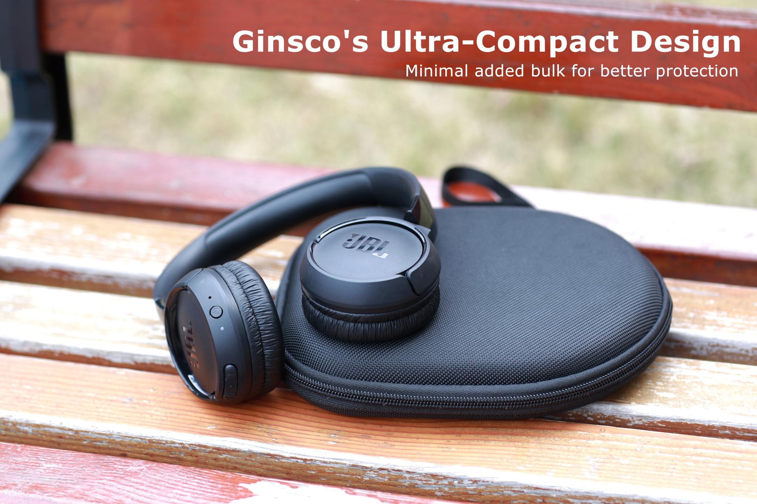 Ginsco Case Compatible with JBL Tune 510BT Bluetooth Headphones, with JBL Tune 520BT/670NC Live 460NC, with Sony WH-CH520/510, Portable Travel Carrying Headphone Case for On Ear Headphones (Black)