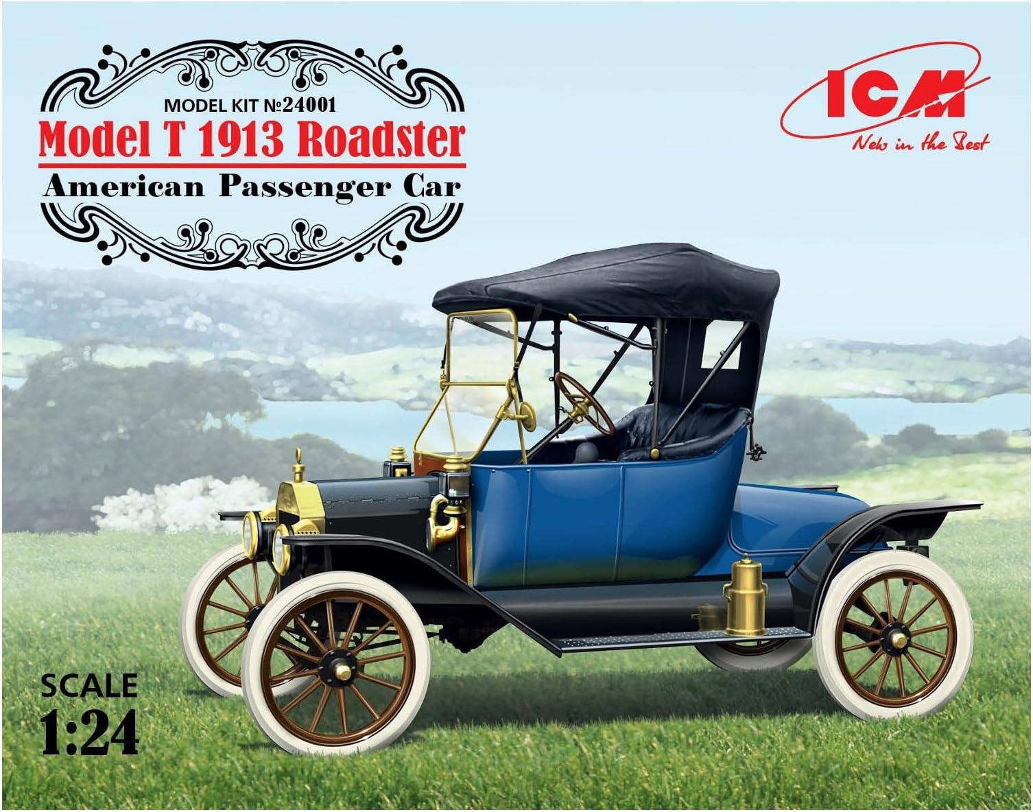 ICM ICM24001 Ford 1:24-Model T 1913 Roadster, US Passenger Car