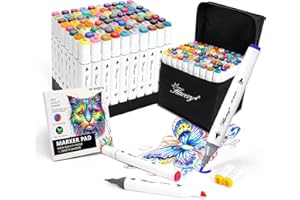 Flavery Alcohol Markers 80 Colors - Dual Tip Permanent Markers with Base, Art Drawing Supplies, Color Markers Pens for Adult 
