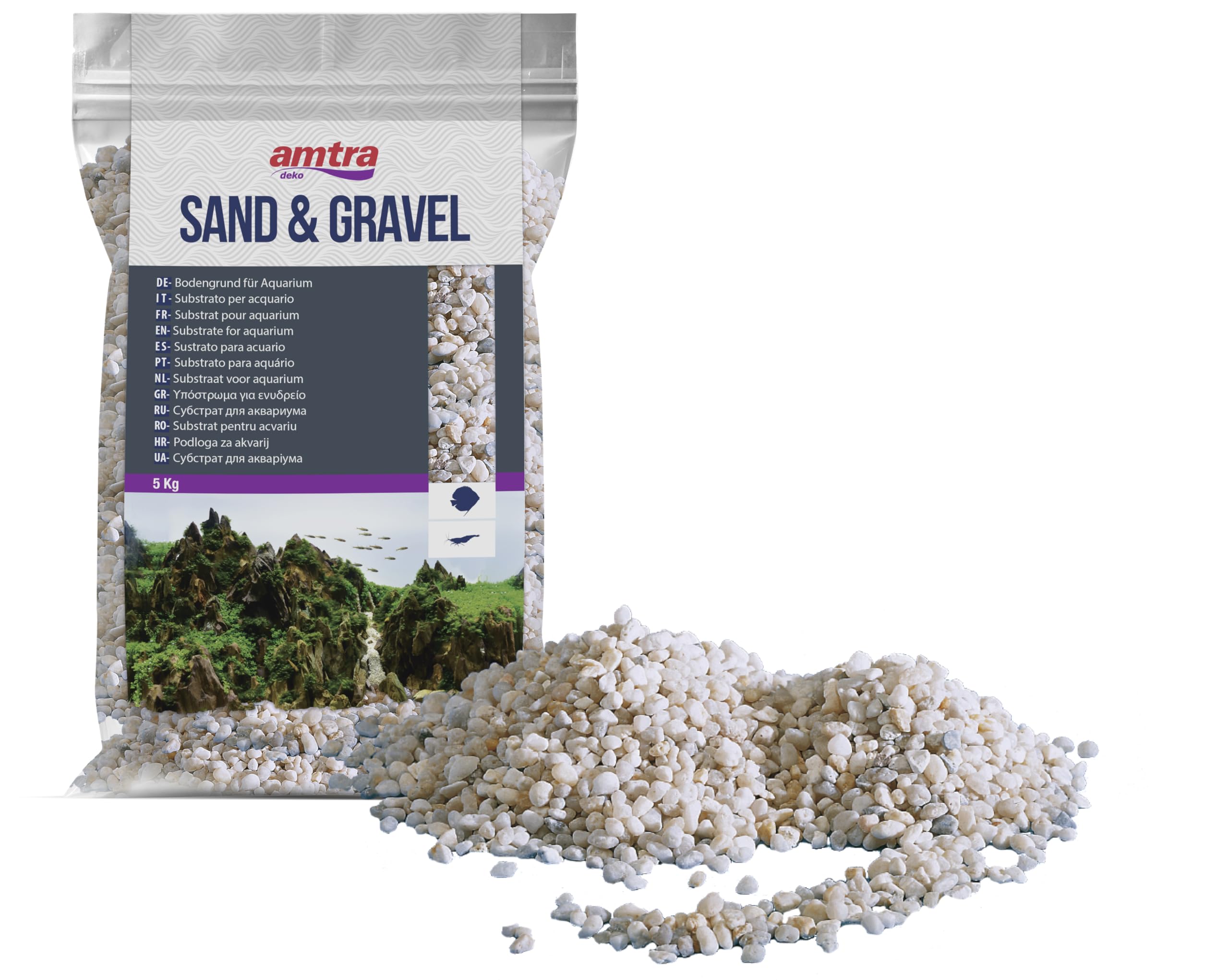 Croci Amtra WAVE Gravel Noa Substrate, 5 kg, Medium, White
