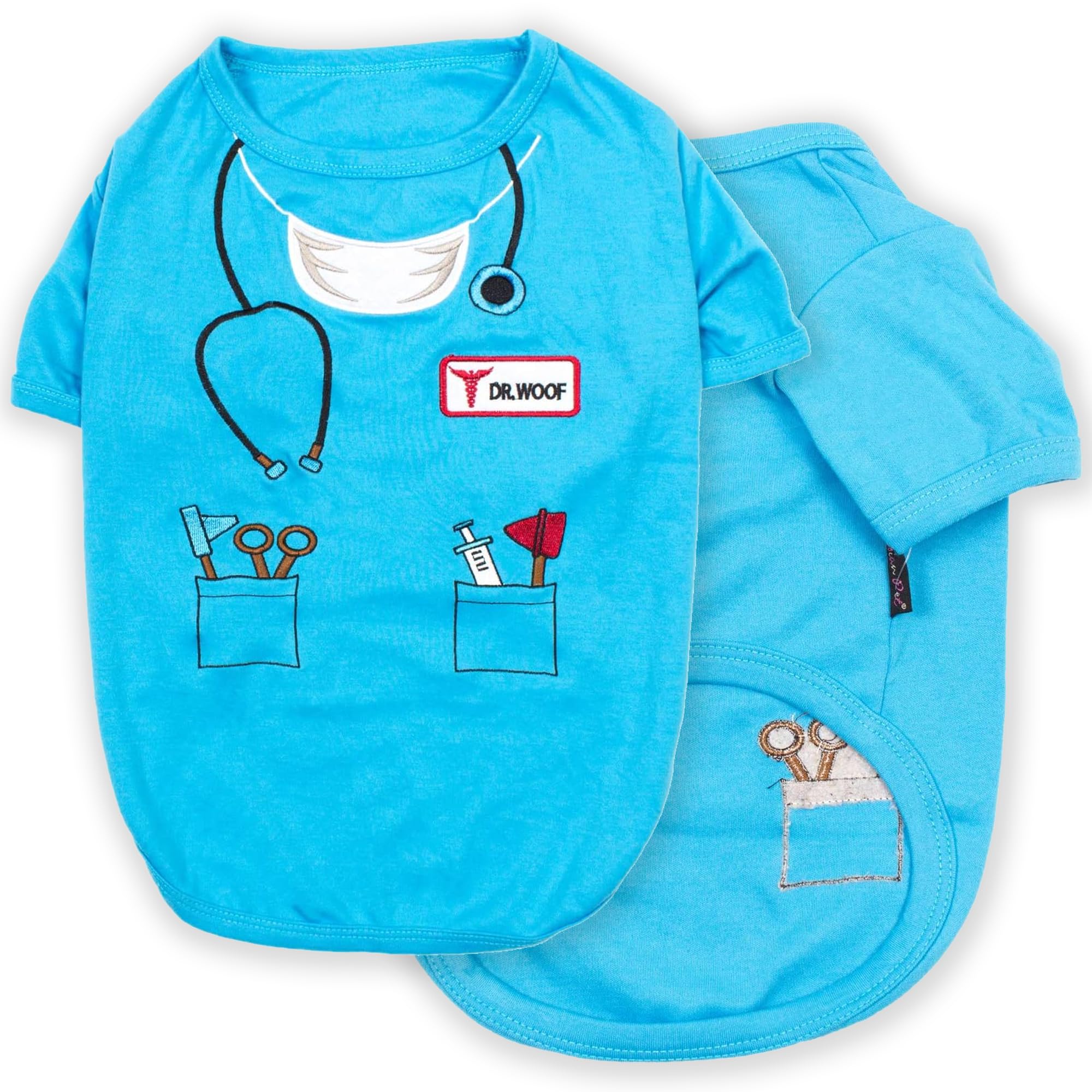 Parisian Pet - Funny Dog Cat Pet Costumes, Shirt Outfits for Halloween - Police, Prisoner, Ketchup, Mustard, Doctor, Firefighter, Sailor, Pirate (Dr Woof - Doctor, 3XL)
