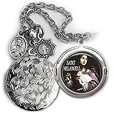 St. Melangell Locket Necklace, Patron Saint Confirmation Gift, Italian Charms, Catholic Jewelry