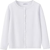 Yekaty Girls Cardigan Basic Uniform Long Sleeve Slim Fit Crewneck Cardigan Sweater