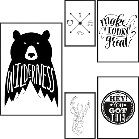 Decomonkey Poster 5er Set Schwarz Weiss Tiere Hirsch Abstrakt Kunstdruck Wandbild Print Bilder Kunstposter Wandposter Posterset Kaffee Auto Spruch Bar Amazon De Kuche Haushalt