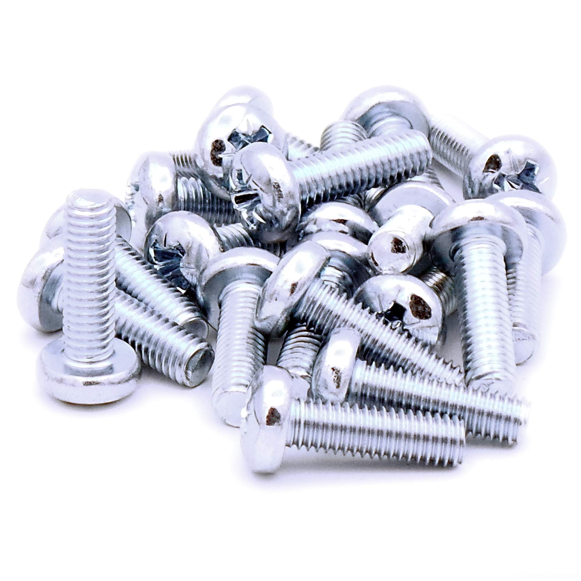 M6 (6mm x 20mm) Pozi Pan Machine Screw (Bolt) - Steel (Pack of 20)