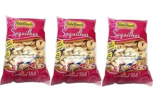 Vale D'ouro - Condensed Milk Flavored Cassava Cookies - 12.35 Oz (PACK OF 03) | Biscoitos de Sequilhos de Sabor Leite Condensado - 350g