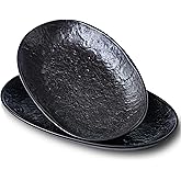Caigmo Serving Platter Oval Plates Premium Ceramic 12-Inch Set Serving Dishes for Entertaining– Textured Matte Finish | Modern Dinnerware for Elevated Dining (2-Pack Black)