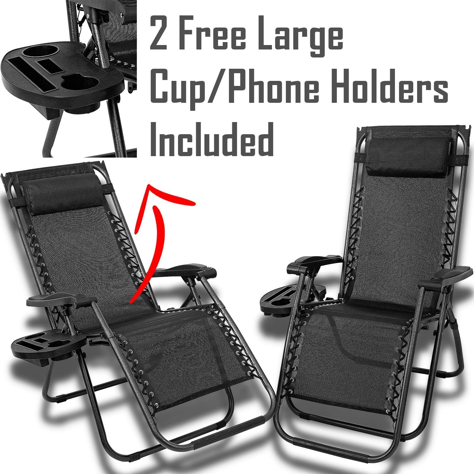 Nella Milan 2x Zero Gravity Folding Lounge Garden Chairs Garden Deck Set Outdoor Adjustable