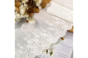 IDONGCAI Eyelet Lace Trim Ivory White Cotton Lace Trim Lace Fabric for Sewing Embroidery Lace Trim for Home Decor Supply 3.5'' Wide 7 Yards