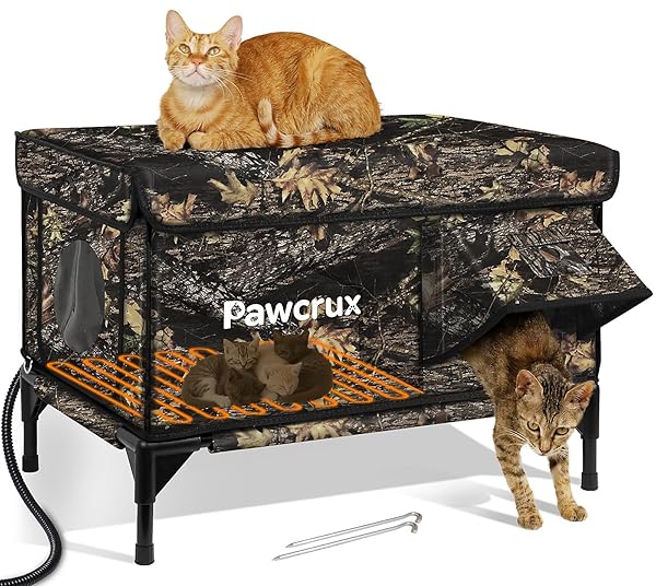 WEATHERPROOF HEATED CAT HOUSE FOR OUTDOOR IN WINTER,...