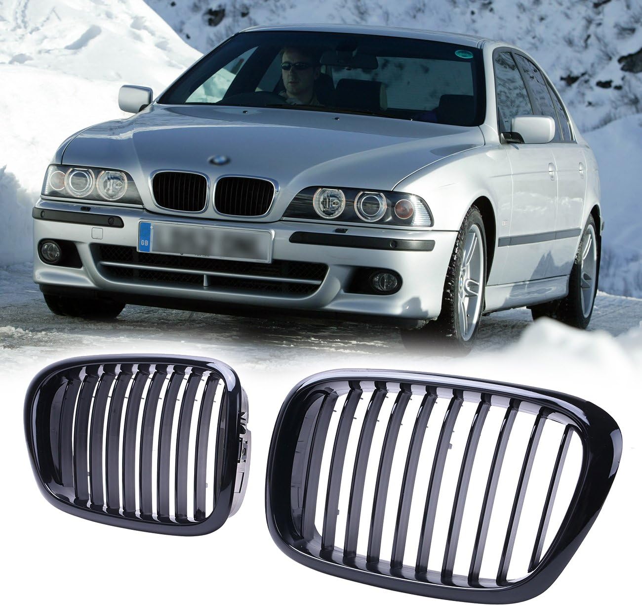 WANOOS CAR-P215 Gloss Front Kidney Grille, Black