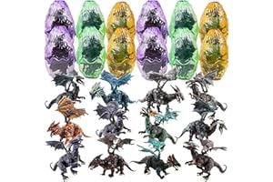 Liberty Imports 12 Pack Deluxe 3D Action Figures Realistic Figurine Puzzles in Jurassic Hatching Eggs - Ideal Kids Toy Party Favors Bulk Supplies (Dragons)