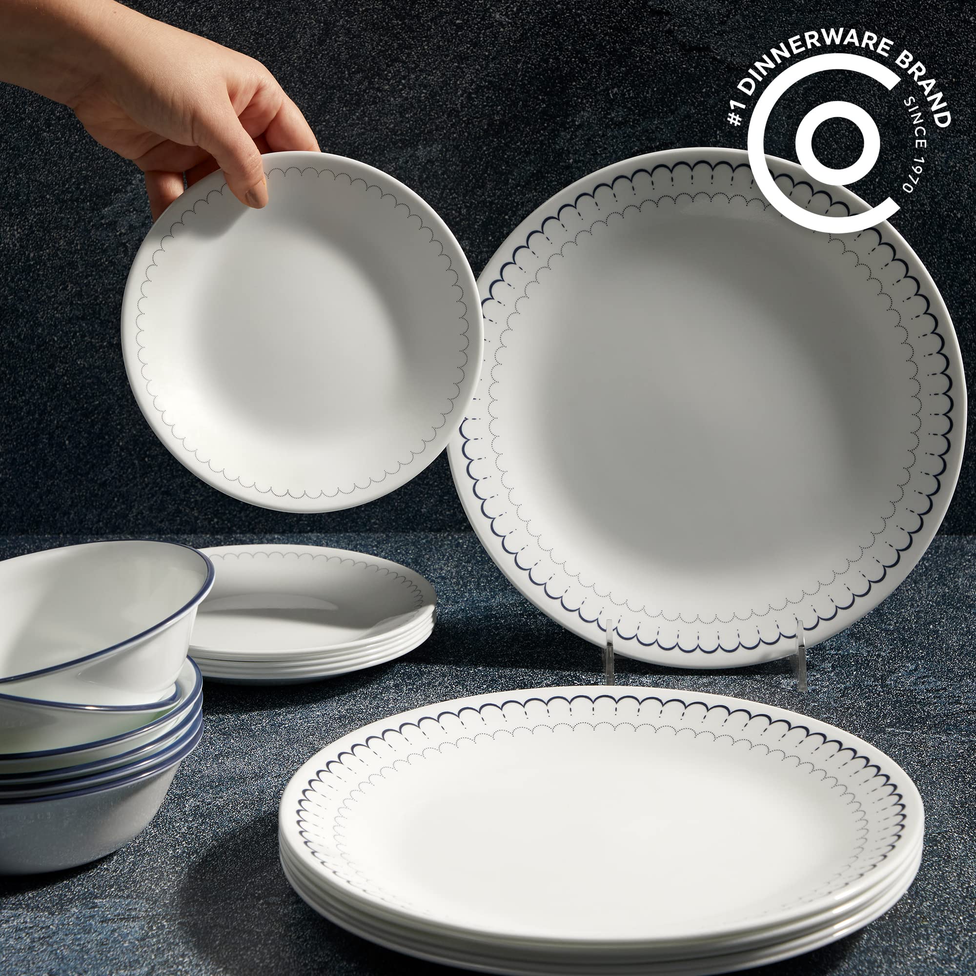 Mua Corelle 18-Piece Dinnerware Set Service for 6, Lightweight Round ...