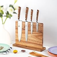 JF JAMES.F Knife Block, Magnetic Knife Holder Double Side Acacia Wood Kitchen Knife Storage with Strong Magnets