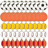 Framendino, 50 Pack Enamel Sports Theme Charms Pendant Baseball Basketball Soccer Football Rugby Bead Connector for Jewelry Making Necklace Bracelet Earrings DIY Crafts