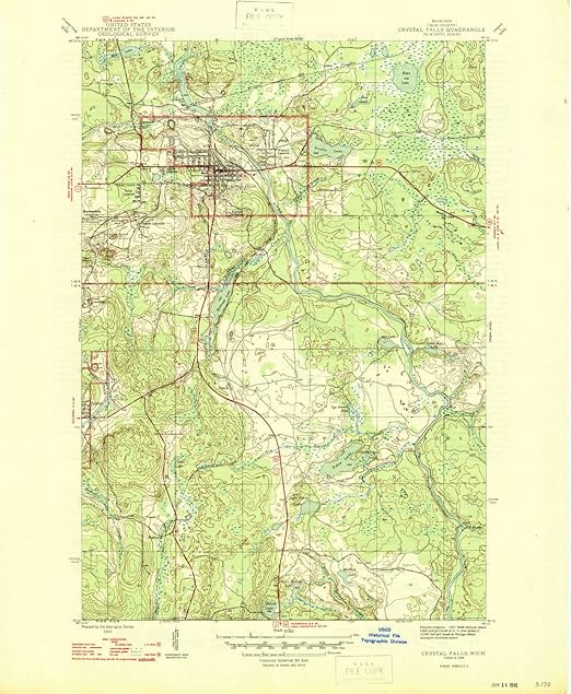 YellowMaps Crystal Falls MI topo map, 131680 Scale, 7.5 X