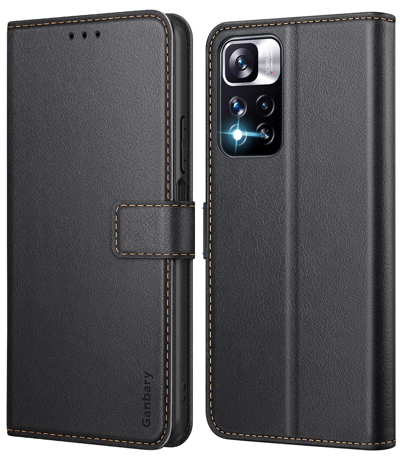 Ganbary Compatible with Xiaomi Redmi Note 11 Pro Plus + 5G Case, Premium PU Leather Flip Case Wallet Phone Case [Full Protection] [Card Slots] [Kickstand] for Redmi Note 11 Pro Plus 5G, Black