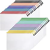 30 Pcs Mesh Zipper Pouch Bags, A4 Size Waterproof File Bags, with 10 Colors, for Organizing Office Supplies, Board Games, Puzzles, and Classroom Organization, Assorted Letter Size Zipper Pouches