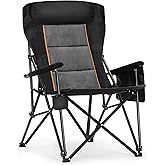 ALPHA CAMP Heavy Duty High Back Camping Chairs with Cup Holder Oversized Folding Chair Outdoor Chair with Headrest,Lawn with Side Pocket for Lawn, Sports and Fishing, 500lbs
