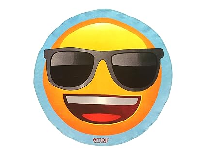 Emoji Shades Blueyellowblack 50 Round Cotton Bathpoolbeach Towel Official Emoji License Product