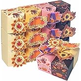 qiqee Thanksgiving Gift Boxes Fall Treat Cookie Boxes for Gift Giving Festival Party, 3D Square Gift Box,Small Cardboard Box for Bakery,Candy,Snacks (28pcs 3.3x3.3x3.3 Inches)