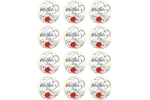 BIZIBAFF 48PCS Mother's Day Stickers - Floral Happy Mother's Day Labels Stickers 1.5" Mothers Day Gift Tags Waterproof Self-Adhesive Mothers Day Present Sticker Labels Party Favors Decorations