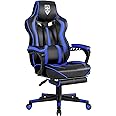 Vonesse Gaming Chair Adults Gaming Chair with Footrest Reclining Computer Chair with Massage Gamer Chair Big and Tall Gaming Chair Ergonomic Computer Gaming Chairs for Heavy People 300LBS (Blue/Black)