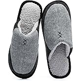 GOEWY Mens Two-Tone Scuff Slippers with Memory Foam Cozy Warm Slip On House Shoes for Indoor Outdoor Gifts for Men Him Dad