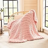 L'AGRATY Chunky Knit Blanket Throw - Soft Chenille