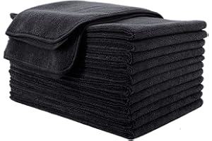 Polyte Professional Quick Dry Lint Free Microfiber Hair Drying Salon Towel, 16 x 29 in, 12 Pack (Black)