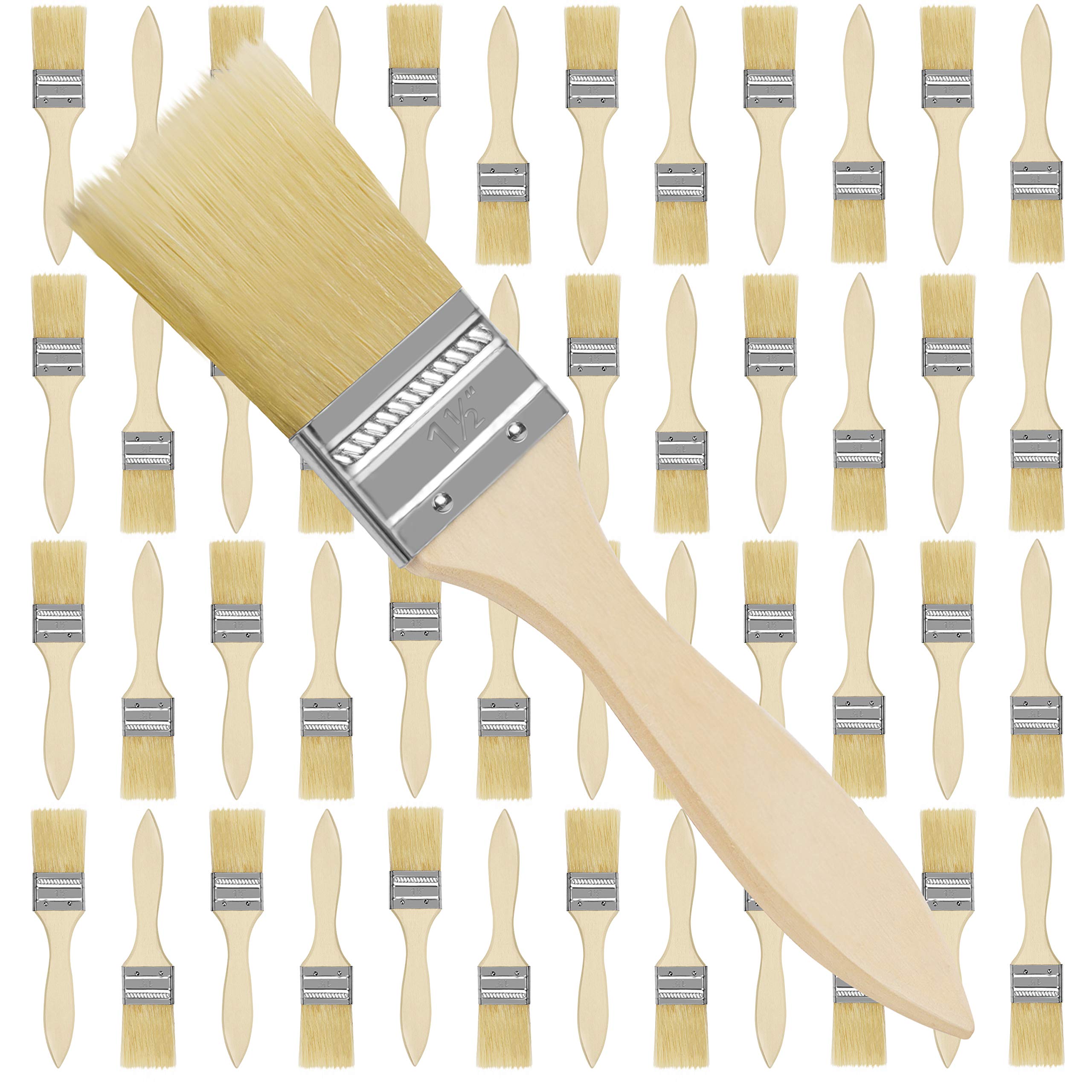 Kurtzy 48 Pack 1.5 Inch/3.81cm Chip Paint Brushes - Professional Wooden Handle Paint brush Set for Paint, Stains, Varnishes, Glues and Home DIY