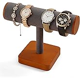YUQIN Wooden T-Bar Bracelet Display Stand, Watch & Bangle Organizer Rack Jewelry Display Holder for Home, Boutique, Craft Shows & Vendor Booths (Gray)