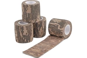 DROK 4/10 Roll Camo Tape Wrap, Camouflage Self-Adhesive Camo Stick Bandage for Outdoor Sports Climbing Camping, 2/3in x 14.76ft for Range Finder Camera Flashlight Bicycle