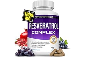 TOPLUX Resveratrol Supplement 1800 mg Antioxidant Complex - Highly Potent Natural Trans-Resveratrol Pills for Healthy Aging, Overall Health Support, Immune System, Brain Function, for Men Women, 90 Capsules