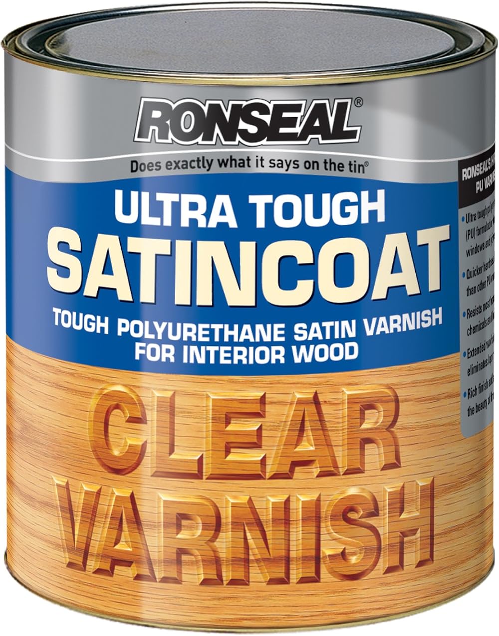 Ronseal UTVSC750 750ml Ultra Tough Internal Clear Satincoat Varnish Wood