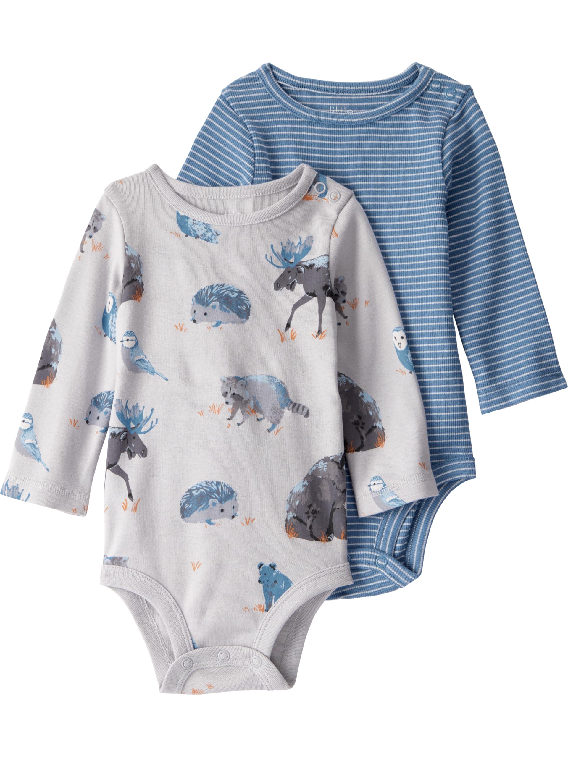 Photo 1 of little planet by carter's Baby 2-pack Long Sleeve Bodysuits made with Organic Cotton, Blue Forest, NB
