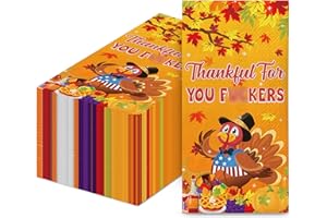 AISOSIKS Thanksgiving Napkins, Friendsgiving Napkins, Friendsgiving Decorations, Happy Thanksgiving Decorations, Happy Friendsgiving Party Decorations, ZJ Thanksgiving Party Decorations(4.3 x 7.9 In, 50-Pack)