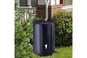 Rain Water Collection Barrel, RIOBOW Rain Barrels Rainwater Collection System Collapsible Rain Barrel Water Barrel Portable Water Storage Tanks for Garden 3/4'' Hose (100 Gallon Black with Zipper)