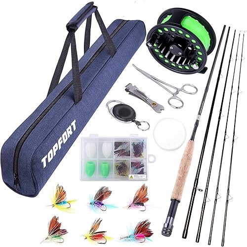 TOPFORT Fly Fishing Rod and Reel Combo Starter Kit, Piece