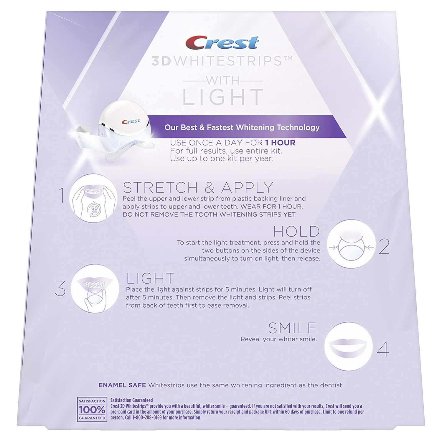 Crest 3D White Whitestrips with Light, Teeth Whitening Strips Kit, 10 Treatments, 20 Individual Strips (Packaging May Vary): Beauty