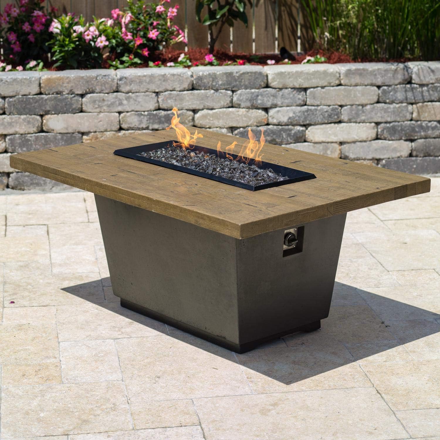 American Fyre DesignsCosmopolitan 54-inch French Barrel Oak Propane Gas Rectangular Fire Table - Black Lava