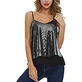 Christmas Women Sequin Tank Tops Sparkly Sequin Camisole Tops Glitter Sequined Vest Christmas Party